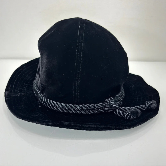 Yves Saint Laurent Vintage‎ Black Velvet Rope Detail Floppy Hat - Picture 10 of 10